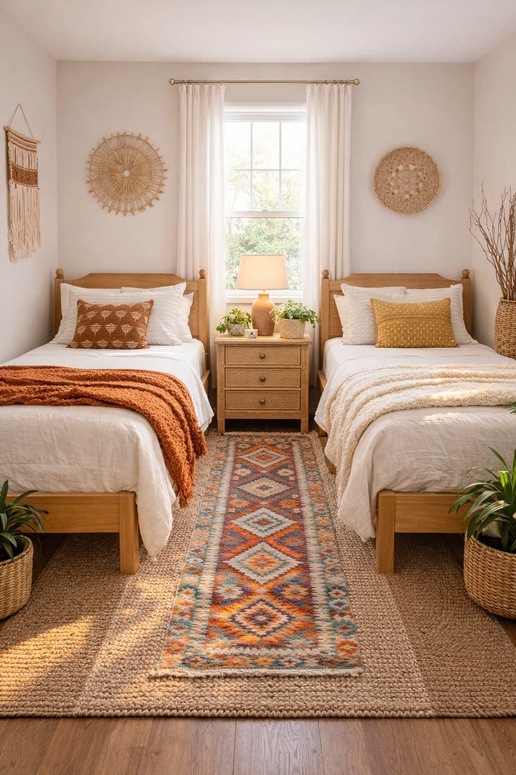 Luxury Home Decor Shared Rug Runner Between Beds