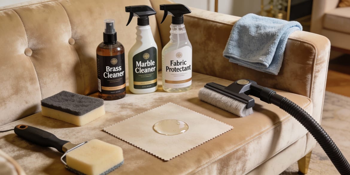 Luxury Home Decor Professional furniture care supplies for luxury materials like velvet, marble, and brass