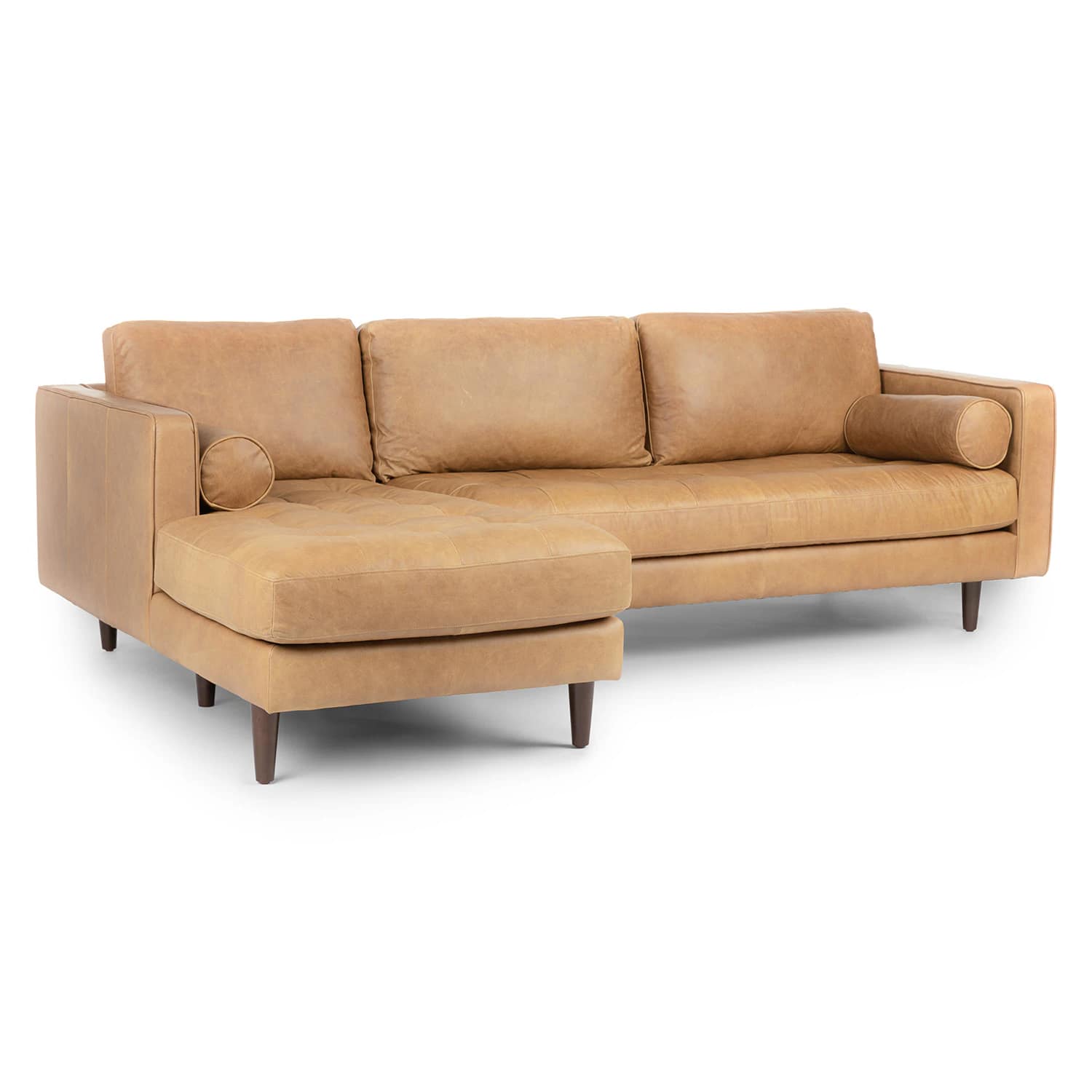 Article Sven Leather Sectional Article Sven 100" Tufted Leather Right Sectional - Charme Tan
