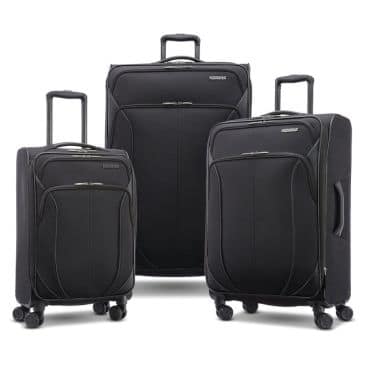 American Tourister 4 KIX 2.0 Softside Expandable Luggage with Spinners, Black, 3PC (CO_MED_LG) Best Travel Deals